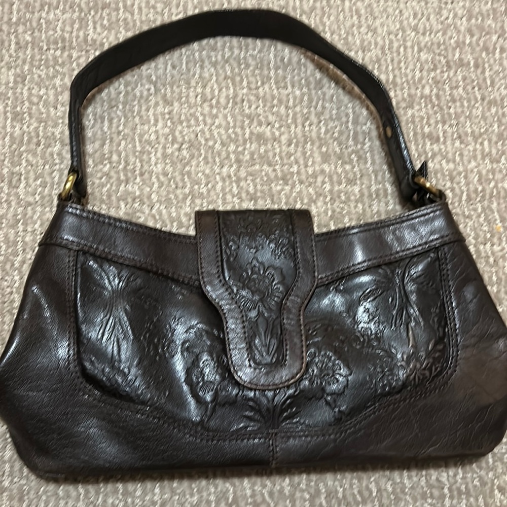 Leather Laura Ashley handbag-dk. Brown